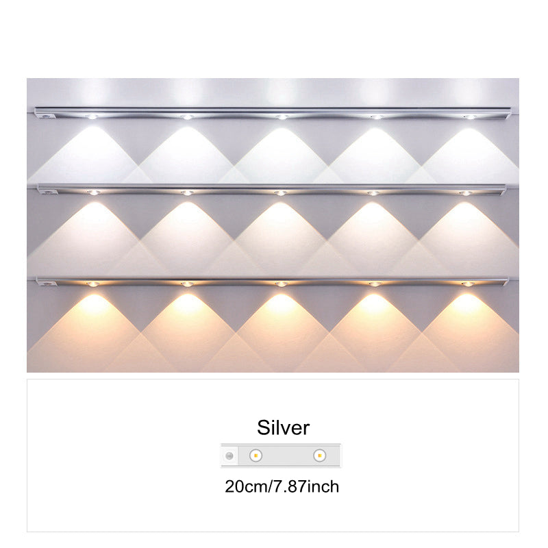 Ultradünnes LED-Bewegungsmelderlicht mit stufenloser Dimmung, 3 Farbmodi, USB-Aufladung 