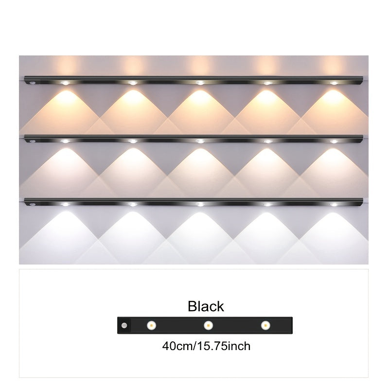 Ultradünnes LED-Bewegungsmelderlicht mit stufenloser Dimmung, 3 Farbmodi, USB-Aufladung 