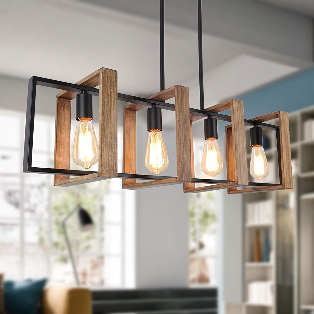 Moderne 4-flammige Kücheninsellampe, 90 cm, Mattschwarz 