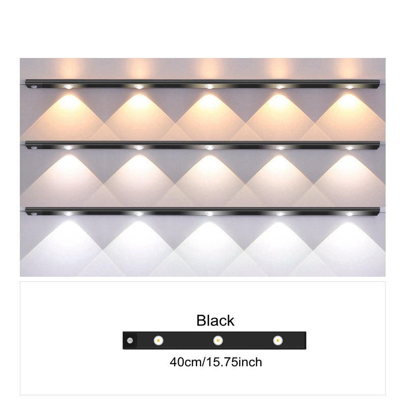 Ultradünnes LED-Bewegungsmelderlicht mit stufenloser Dimmung, 3 Farbmodi, USB-Aufladung 