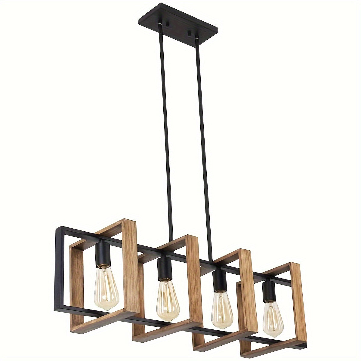 Moderne 4-flammige Kücheninsellampe, 90 cm, Mattschwarz 