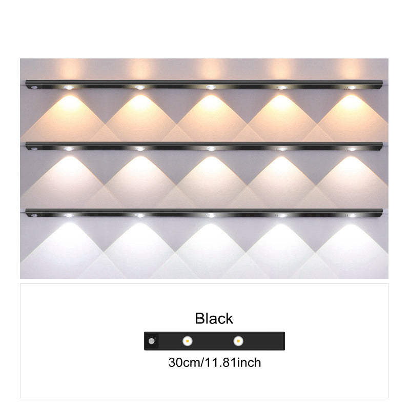 Ultradünnes LED-Bewegungsmelderlicht mit stufenloser Dimmung, 3 Farbmodi, USB-Aufladung 