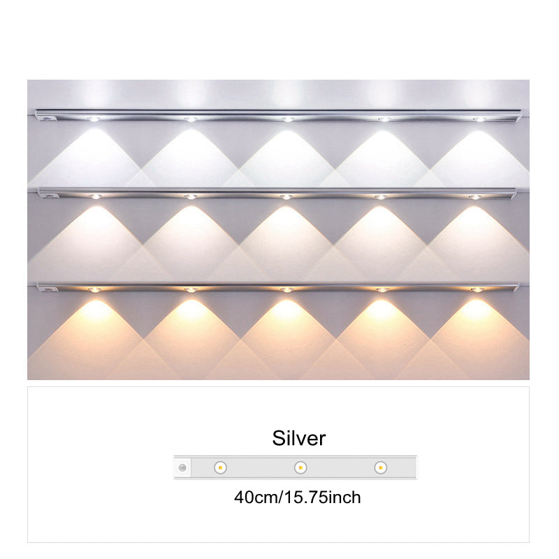 Ultradünnes LED-Bewegungsmelderlicht mit stufenloser Dimmung, 3 Farbmodi, USB-Aufladung 