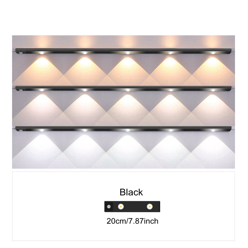 Ultradünnes LED-Bewegungsmelderlicht mit stufenloser Dimmung, 3 Farbmodi, USB-Aufladung 