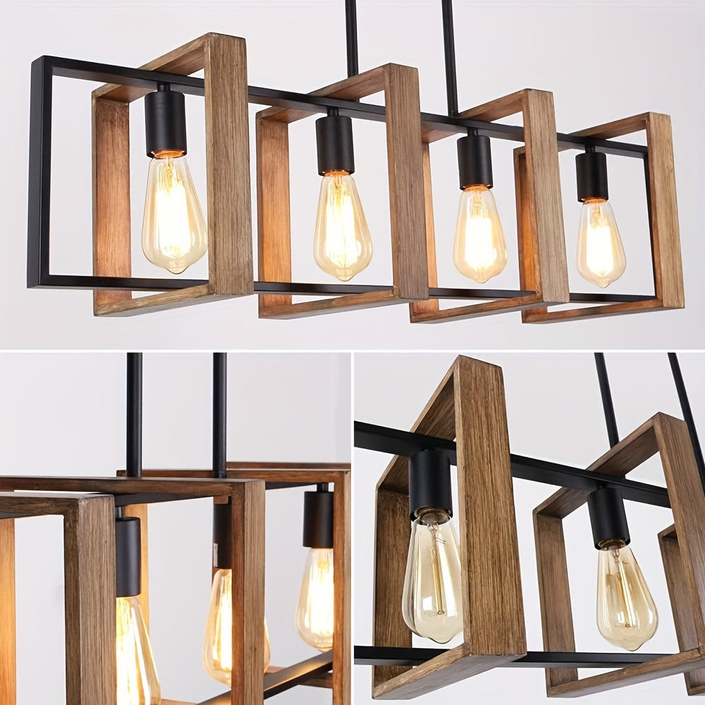 Moderne 4-flammige Kücheninsellampe, 90 cm, Mattschwarz 